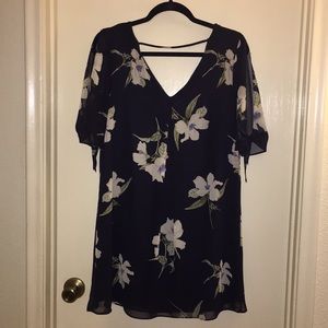 NAVY BLUE FLOEWR PRINT DRESS